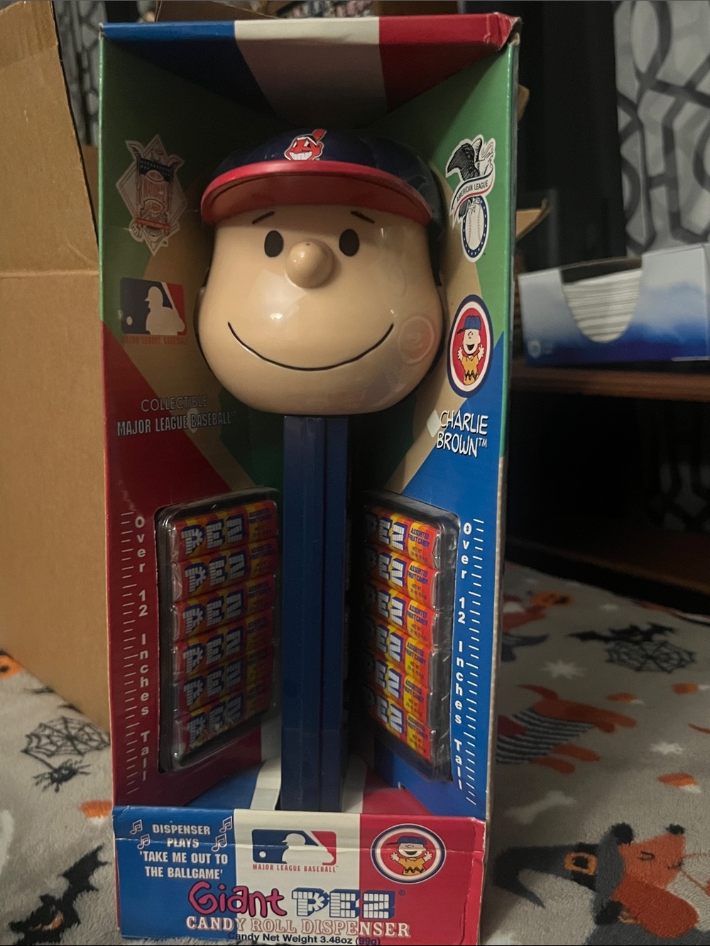 Vintage Charlie Brown/Cleveland Indians Candy Dispenser - Blue with Beige Face